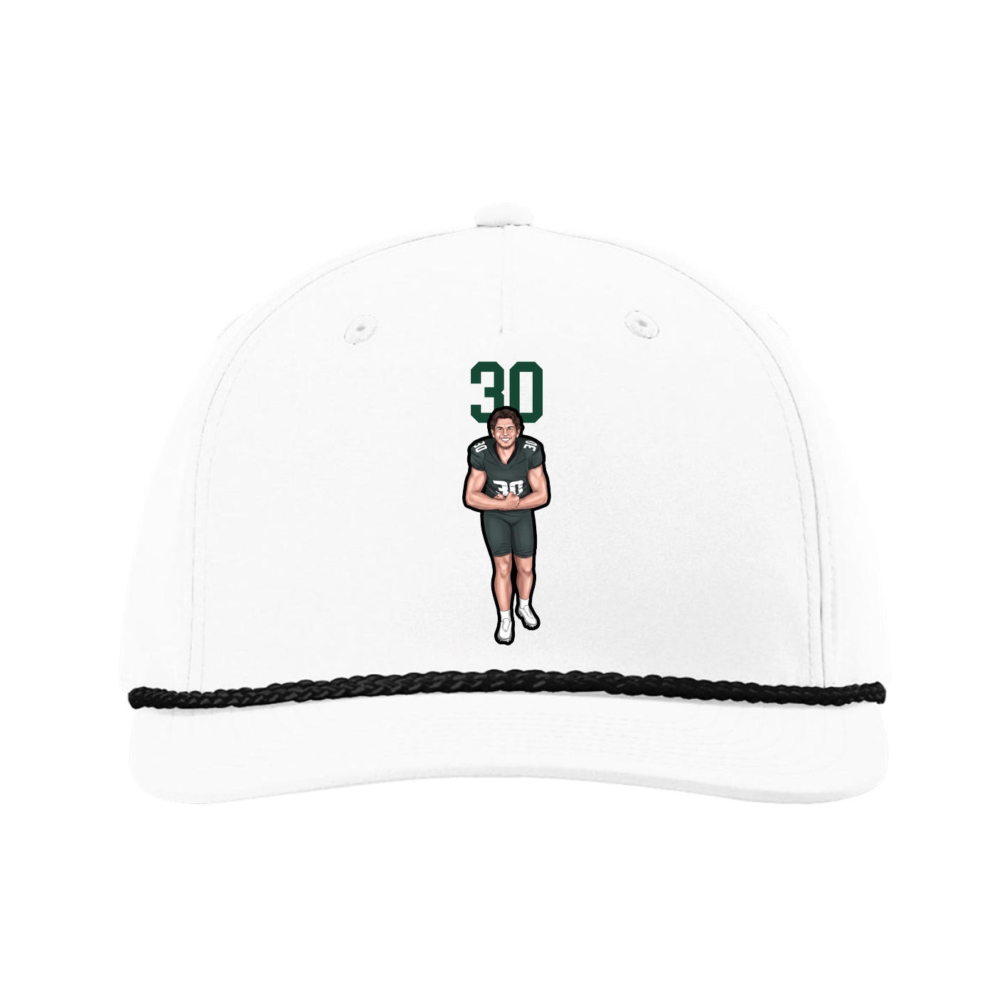 Five-Panel Classic Rope Cap — Number Top in White