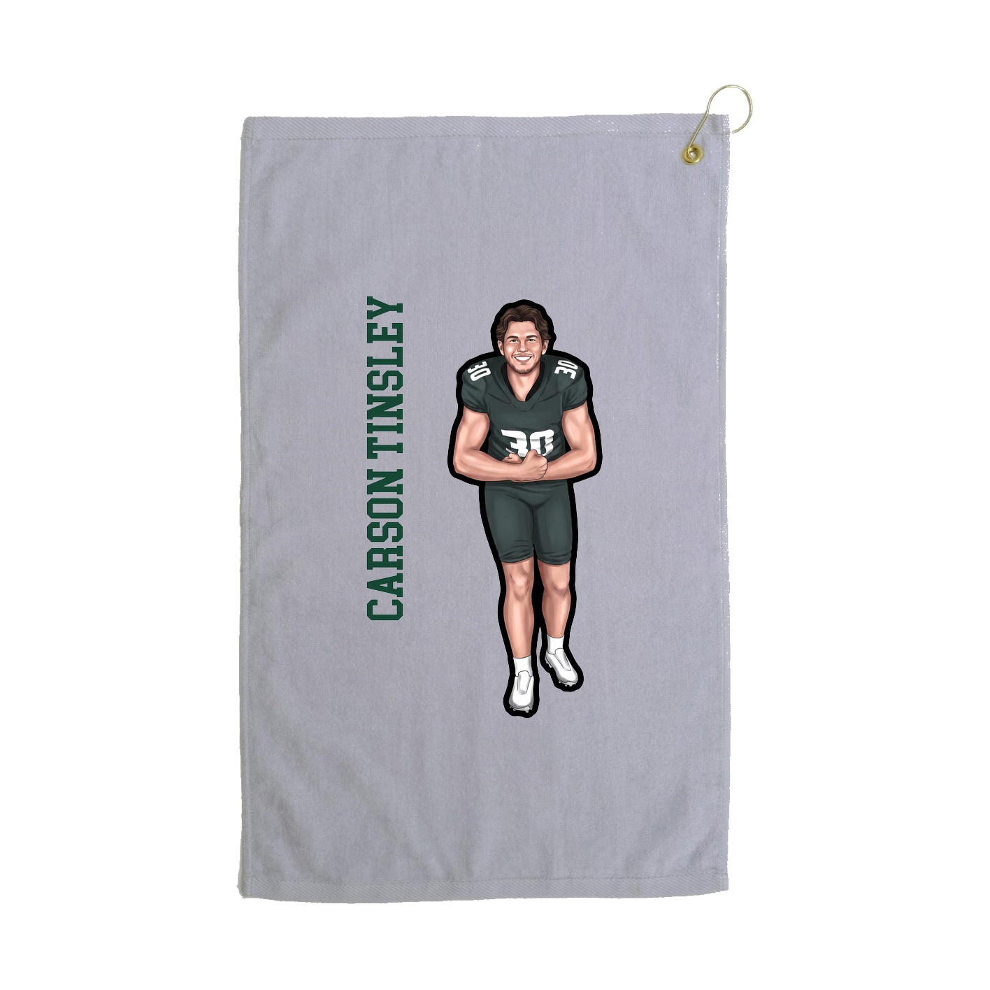 Golf Towel — Name Vertical in Grey