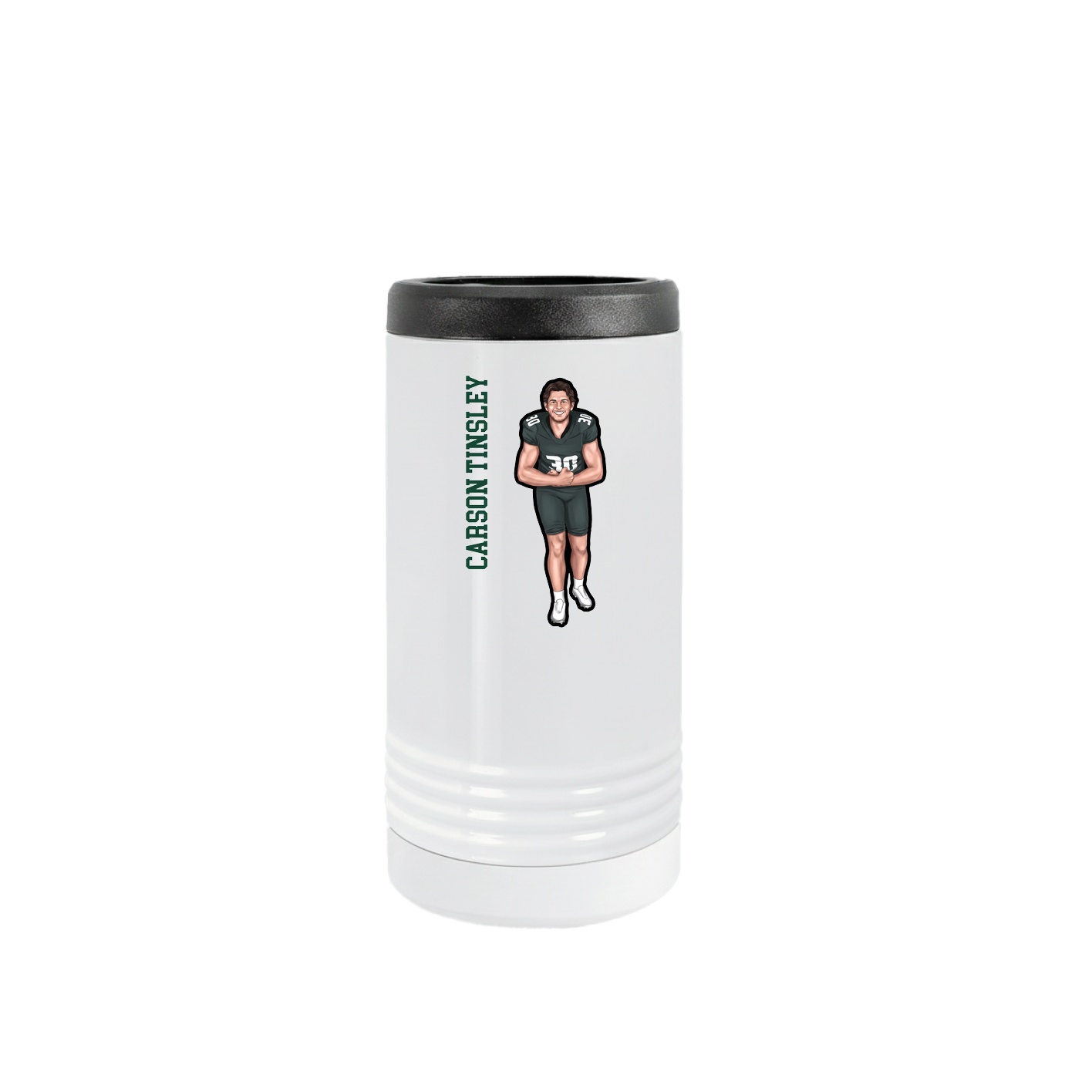 Slim Beverage Holder — Name Vertical in White