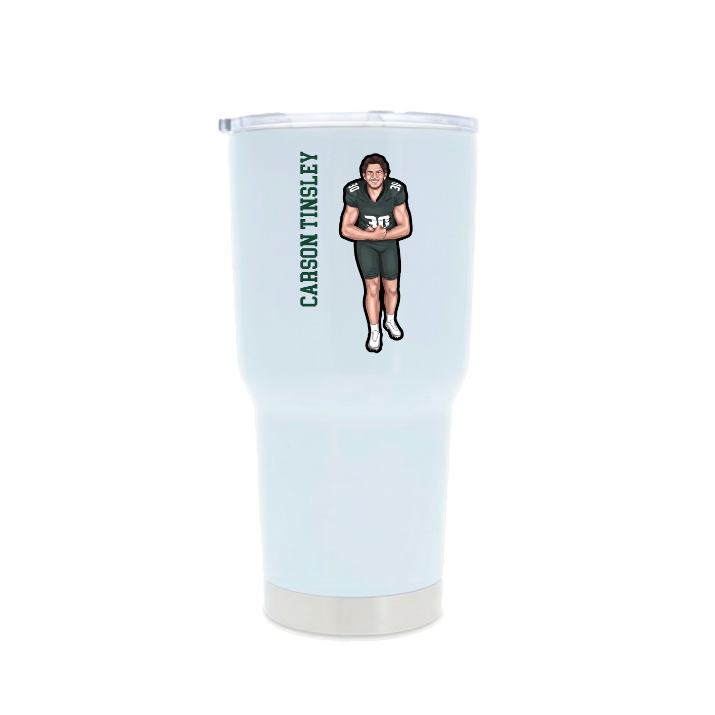 30oz Stainless Steel Tumbler — Name Vertical in White
