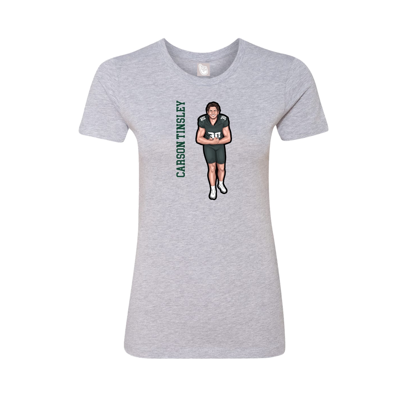 Fitted Women's Tee — Name Vertical in Grey
