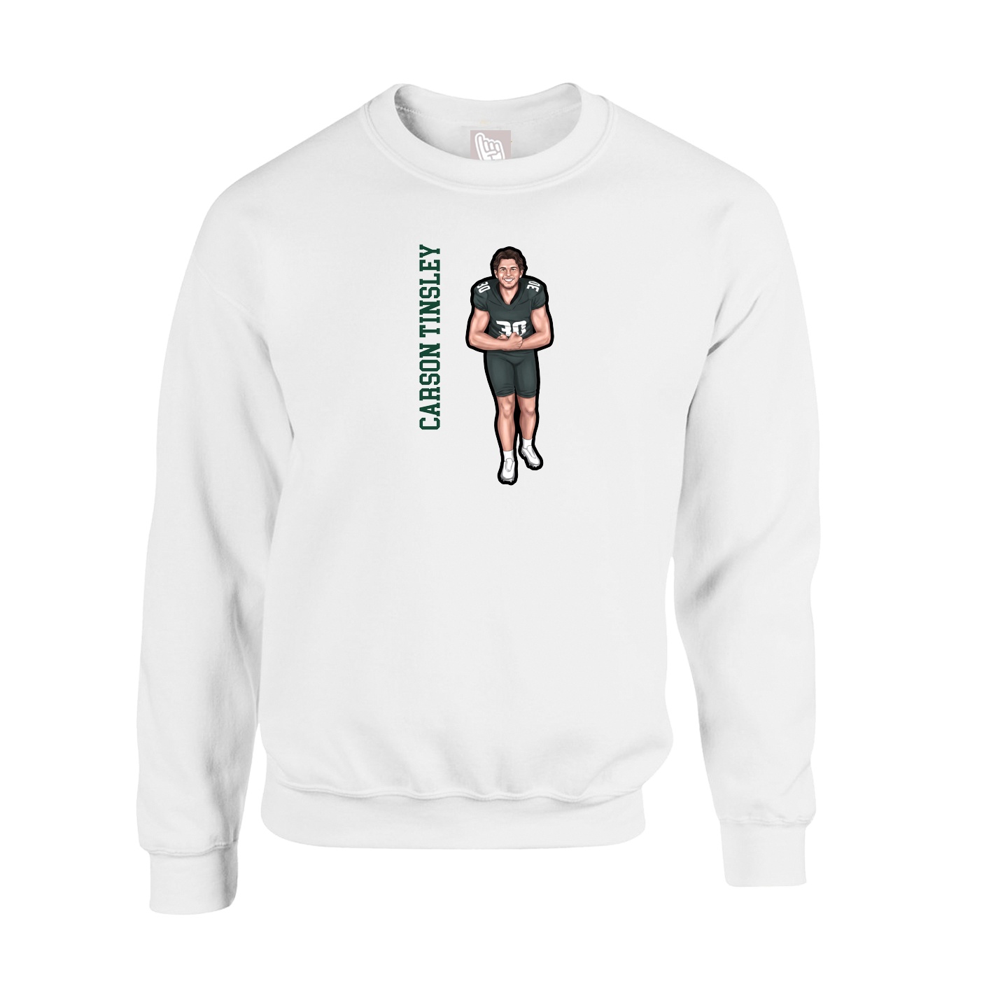 Fleece Crew — Name Vertical in White