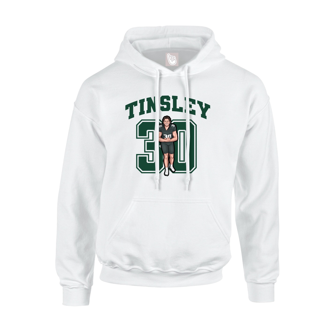 Youth Hoodie — Number in White