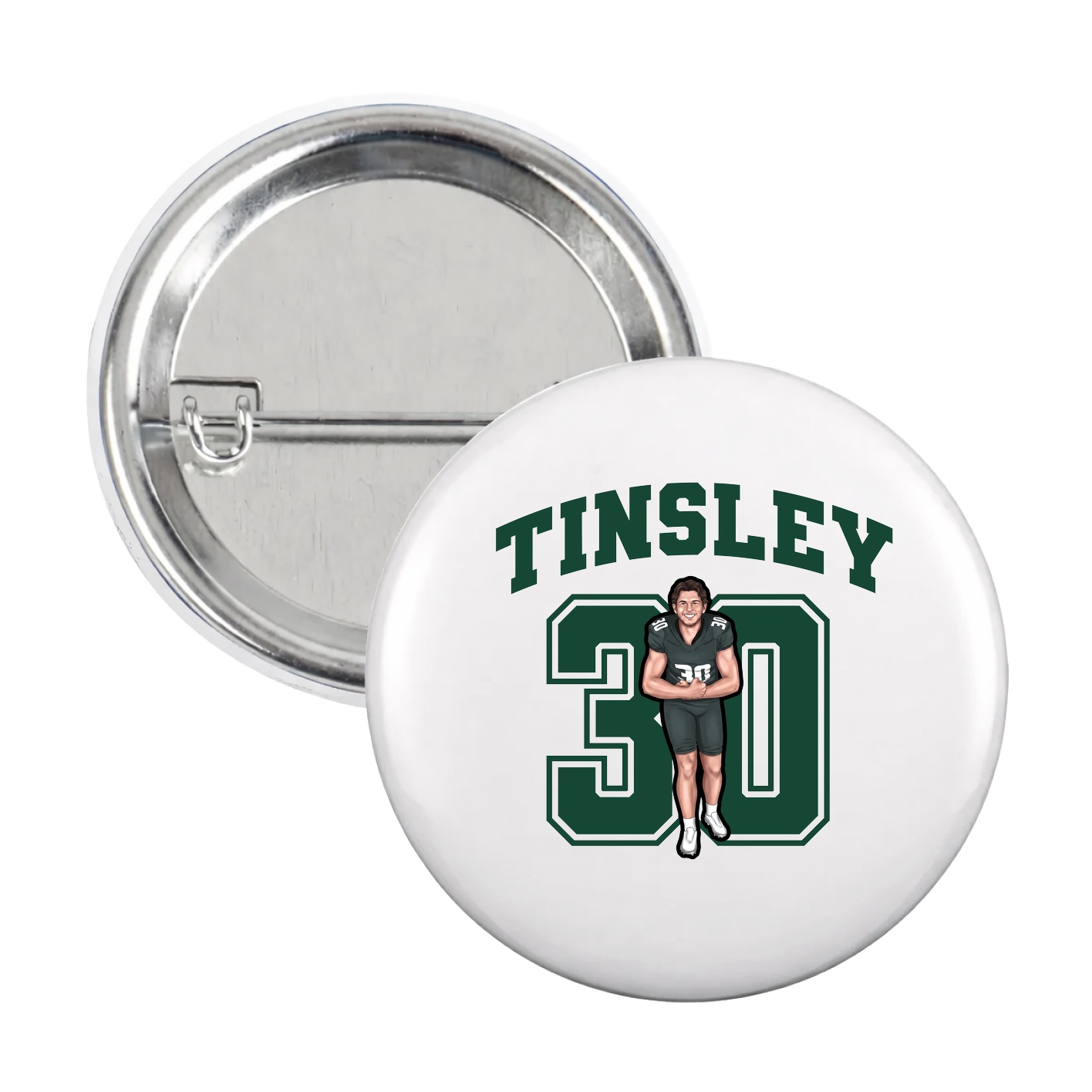 Game Day Button — Number in White