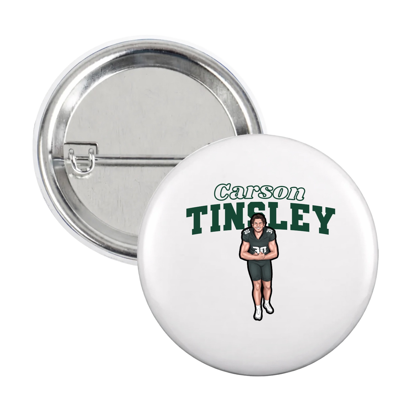 Game Day Button — Name Arch in White