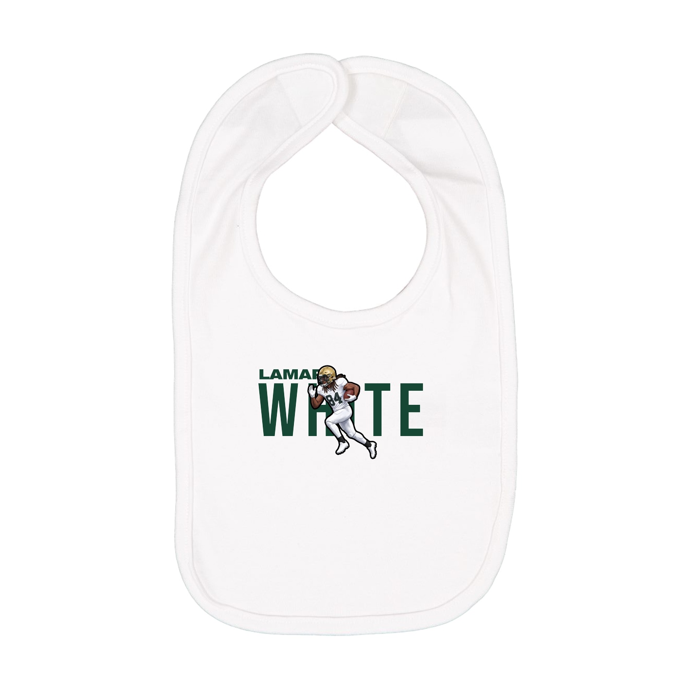 Infant Bib — Player Name in White