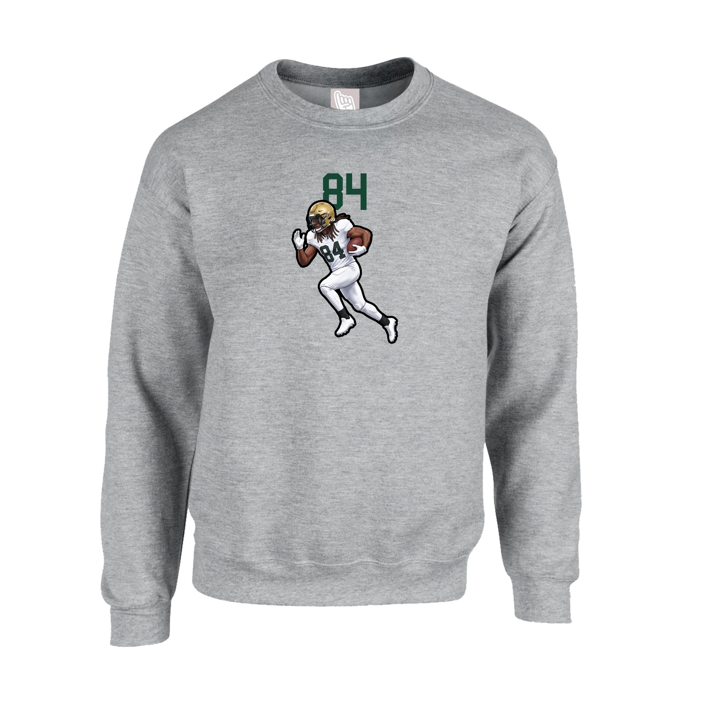 Fleece Crew — Number Top in Grey
