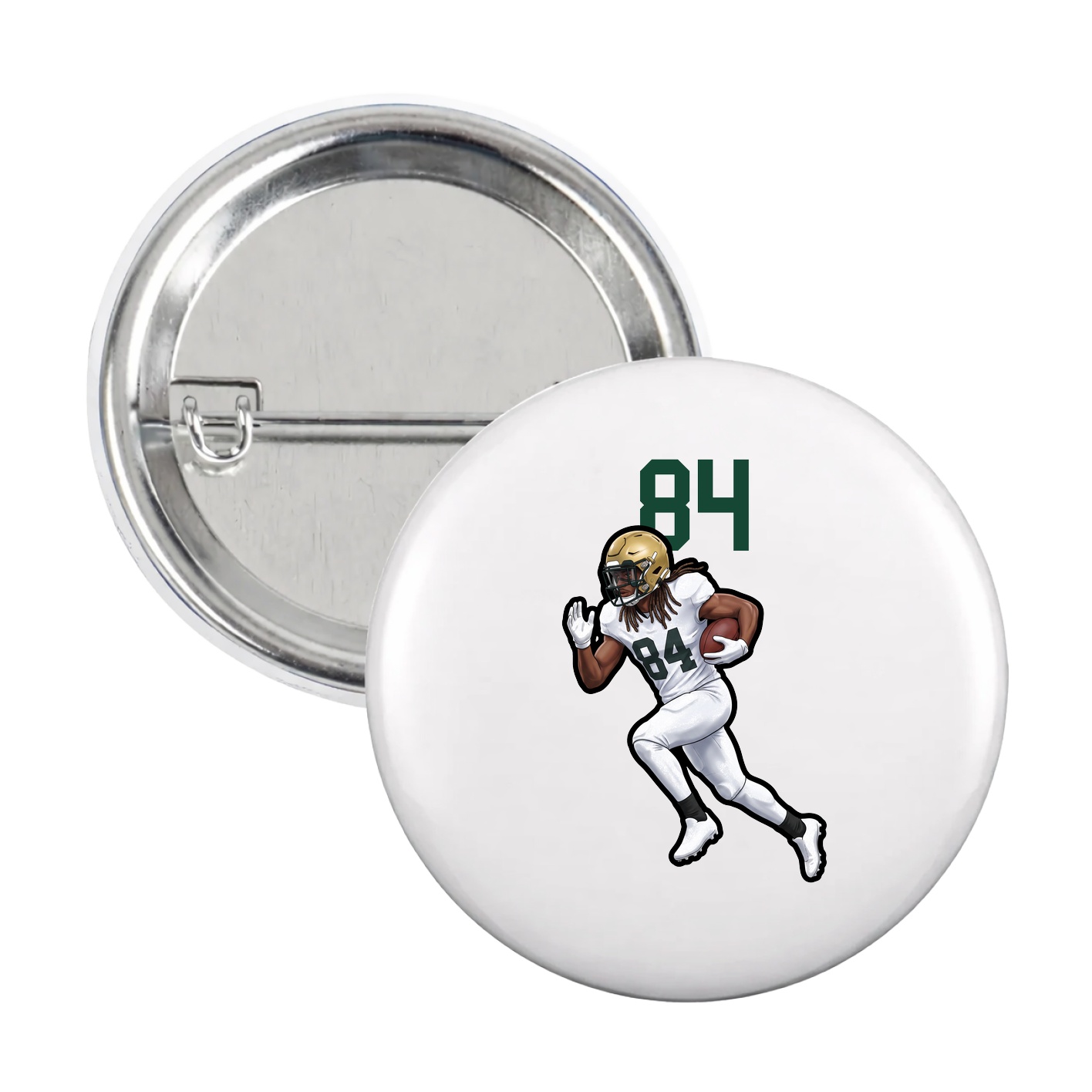 Game Day Button — Number Top in White