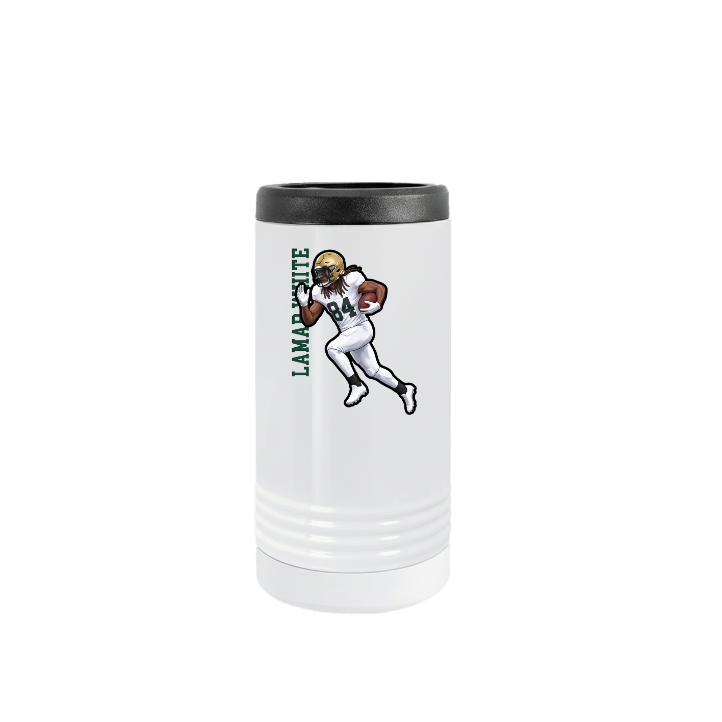 Slim Beverage Holder — Name Vertical in White