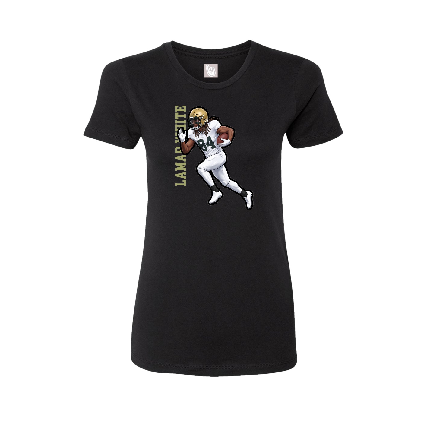 Fitted Women's Tee — Name Vertical in Black