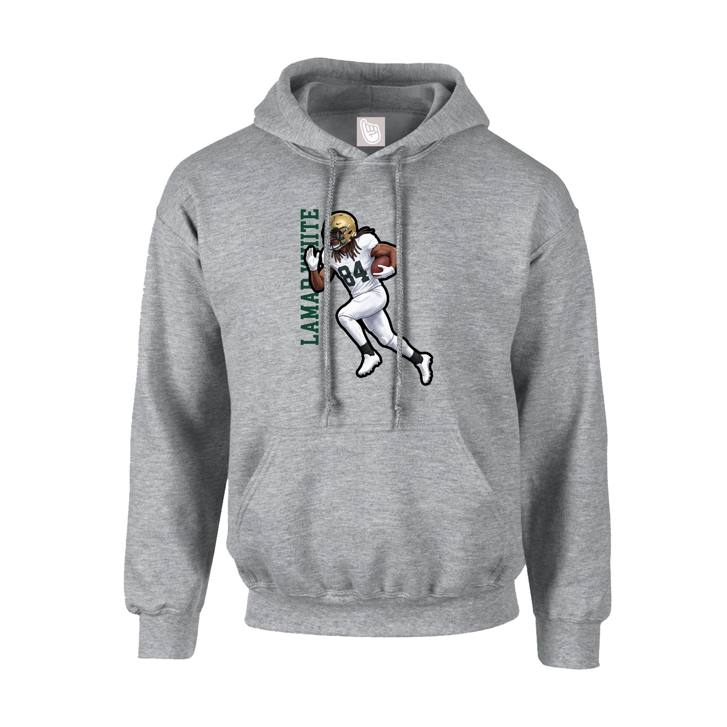 Hoodie — Name Vertical in Grey