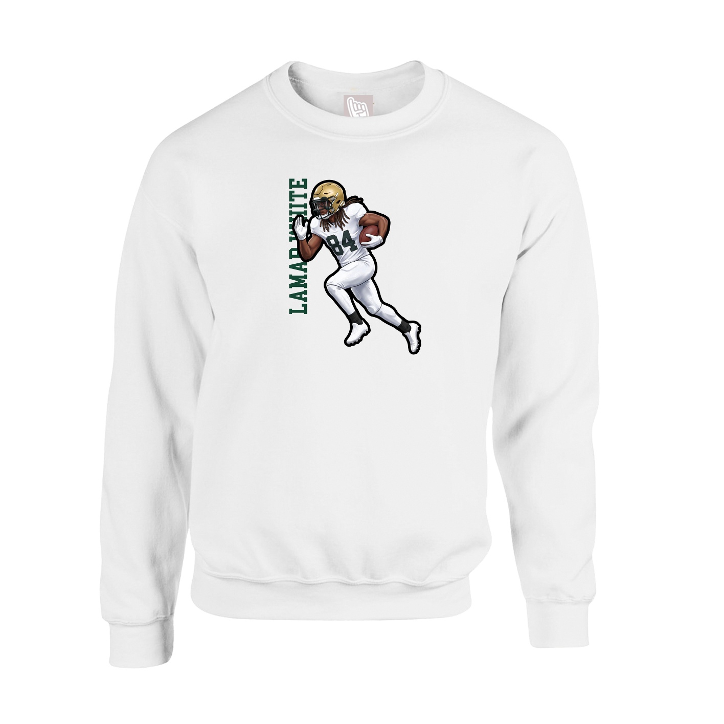 Fleece Crew — Name Vertical in White
