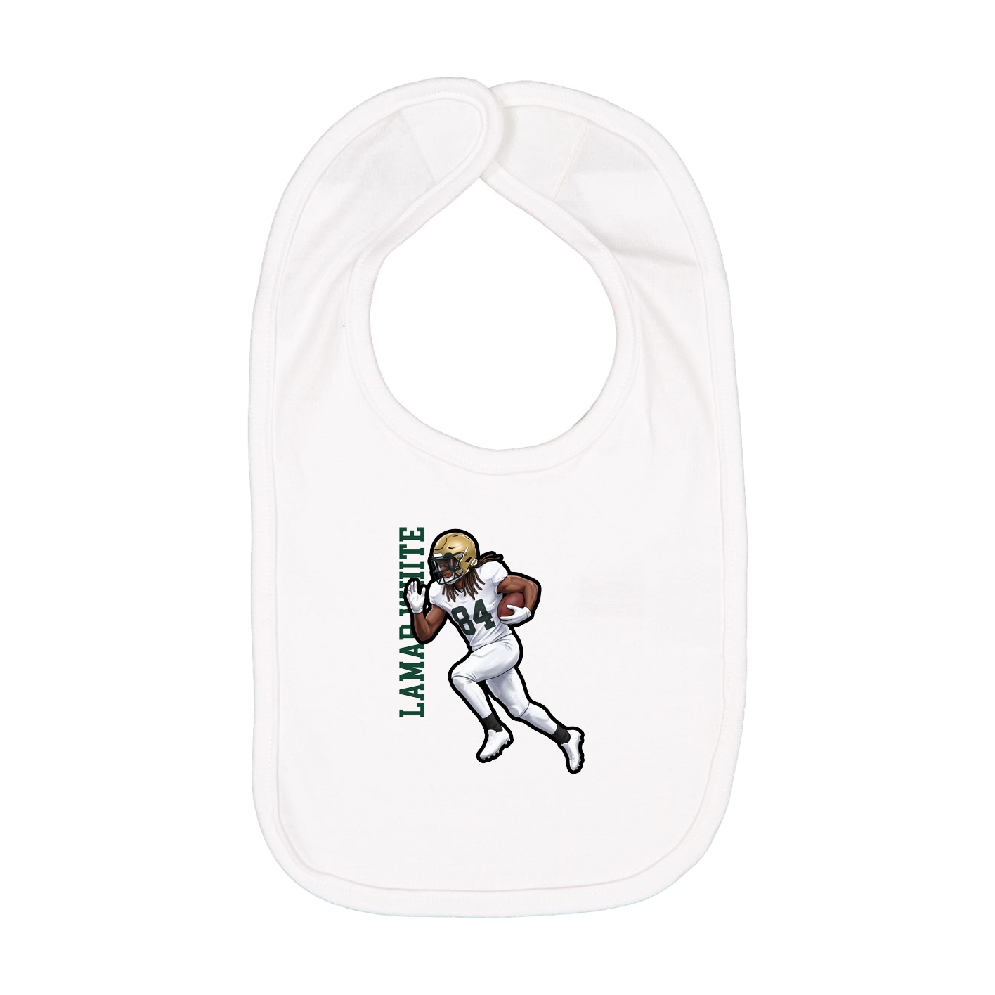 Infant Bib — Name Vertical in White