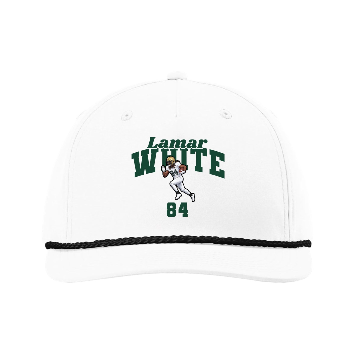 Five-Panel Classic Rope Cap — Signature Arch in White