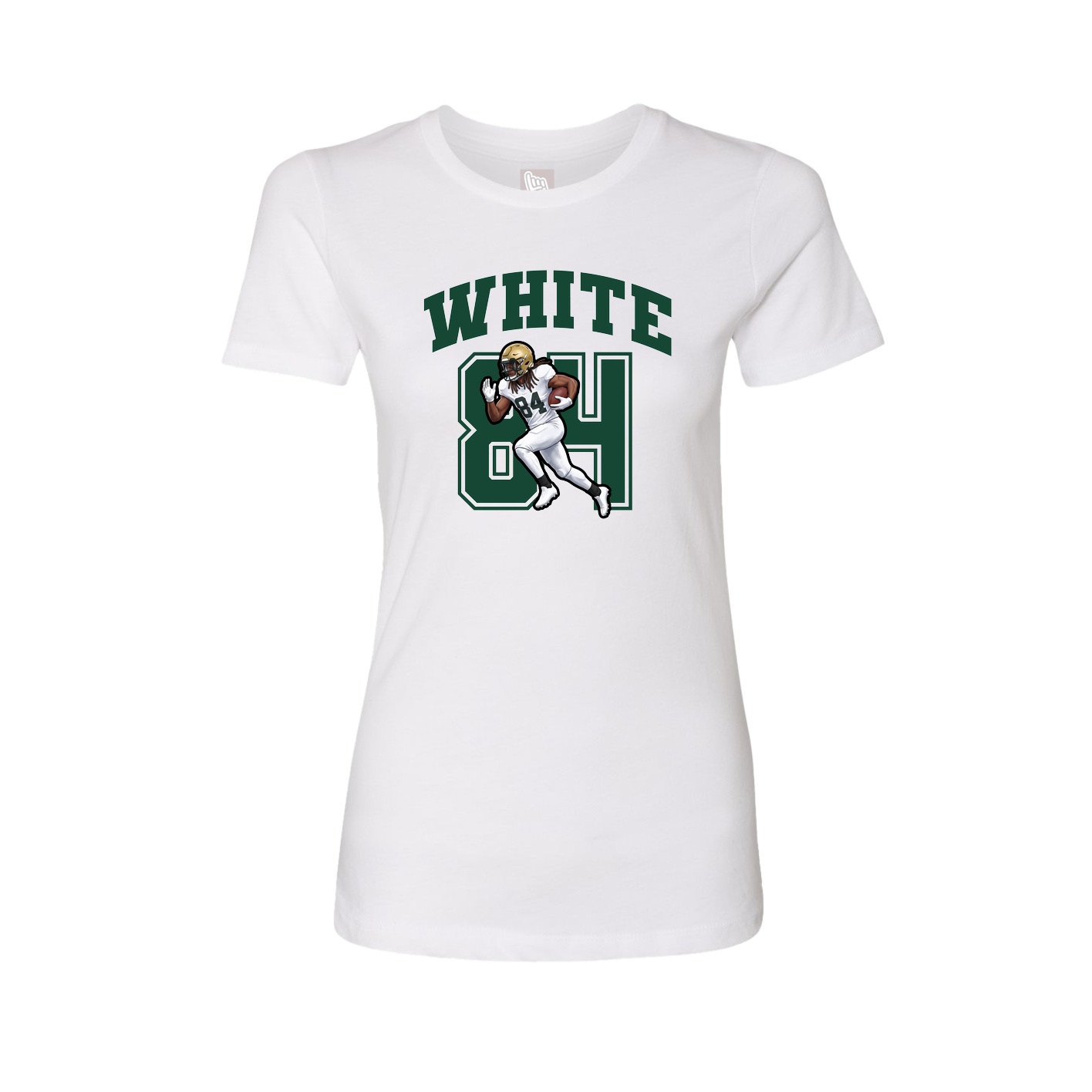 Fitted Women's Tee — Number in White