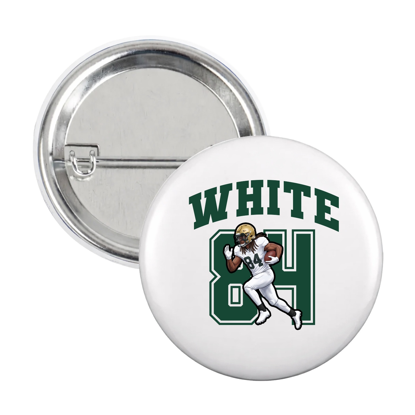 Game Day Button — Number in White