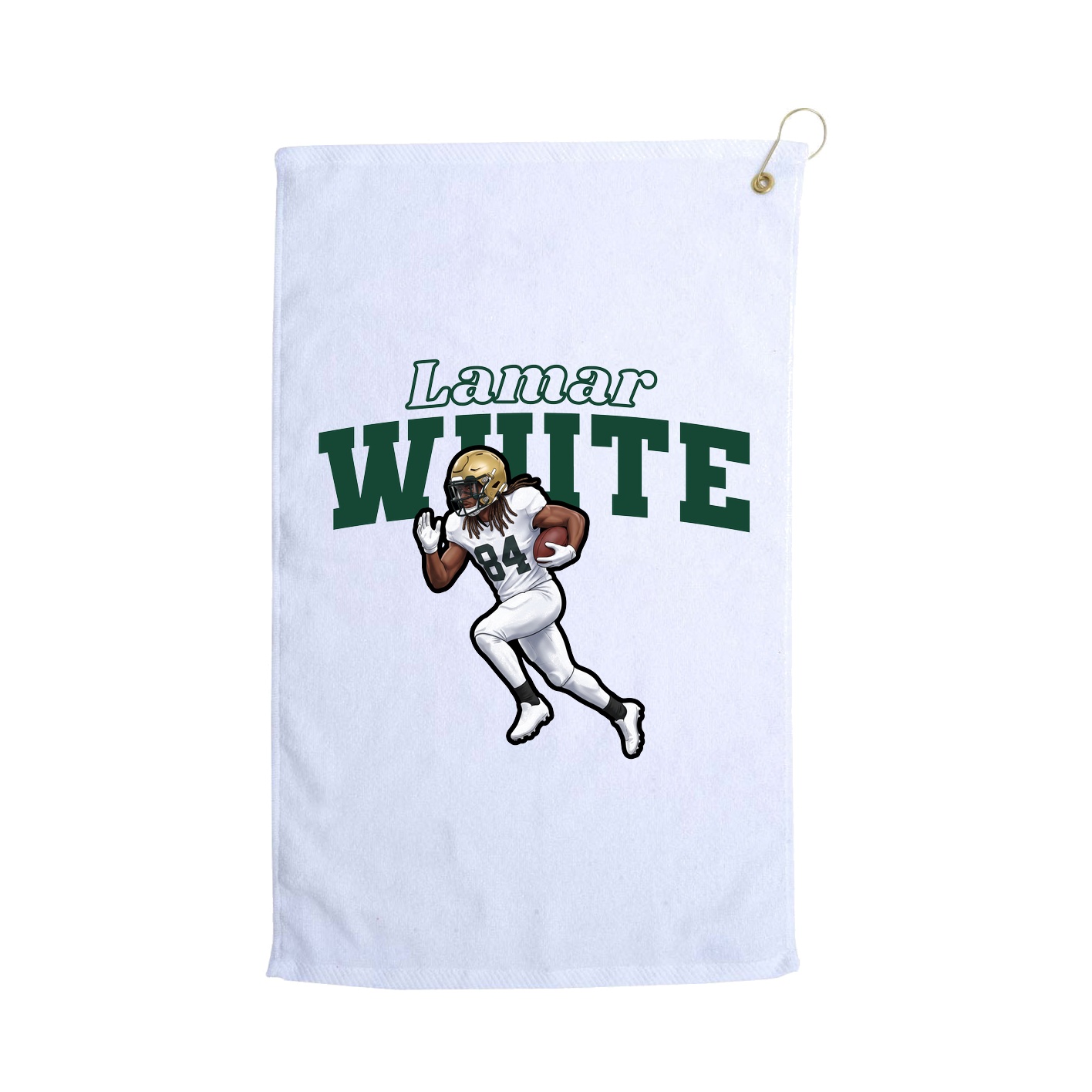 Golf Towel — Name Arch in White