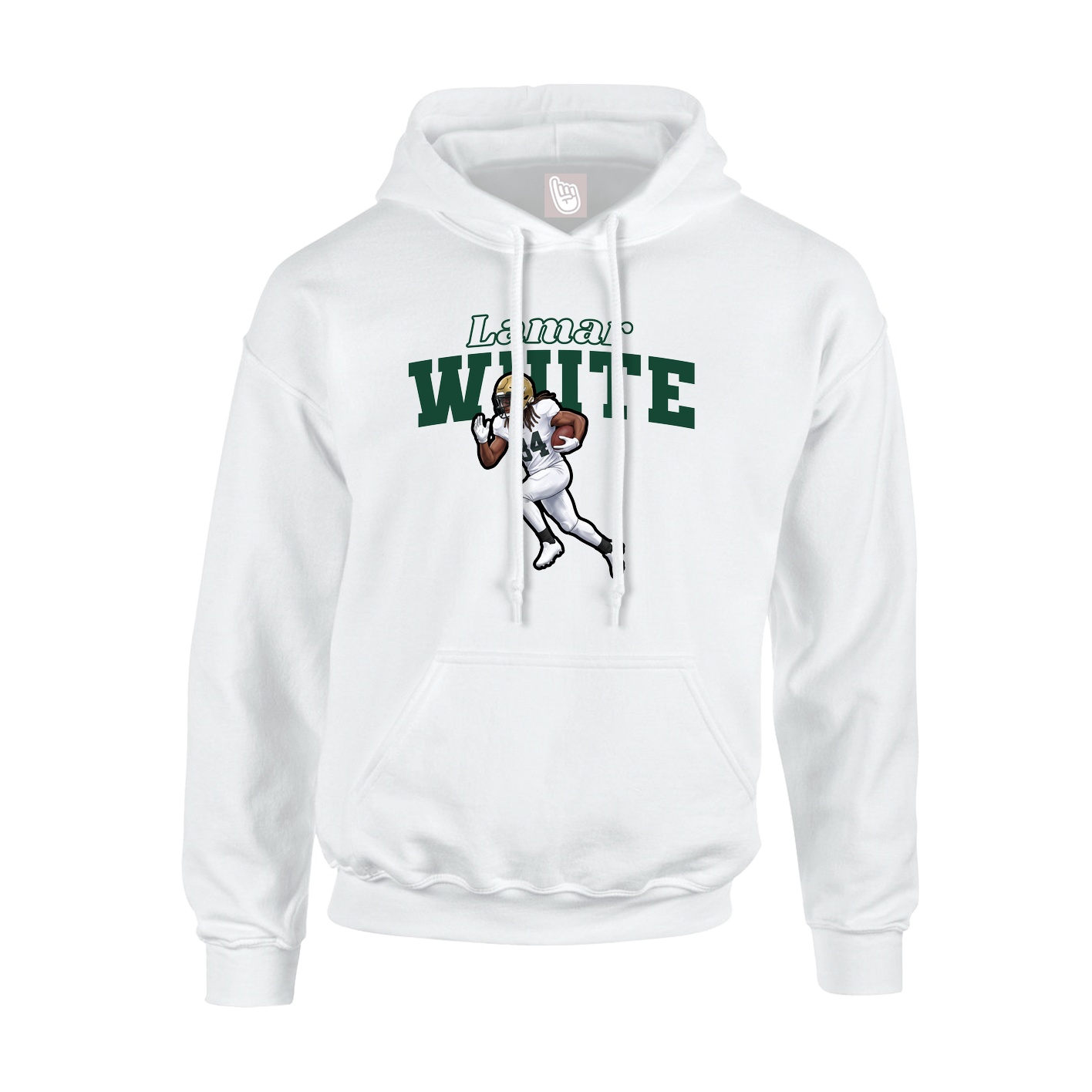 Youth Hoodie — Name Arch in White