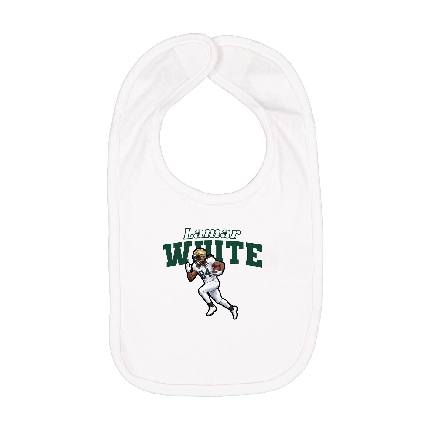 Infant Bib — Name Arch in White