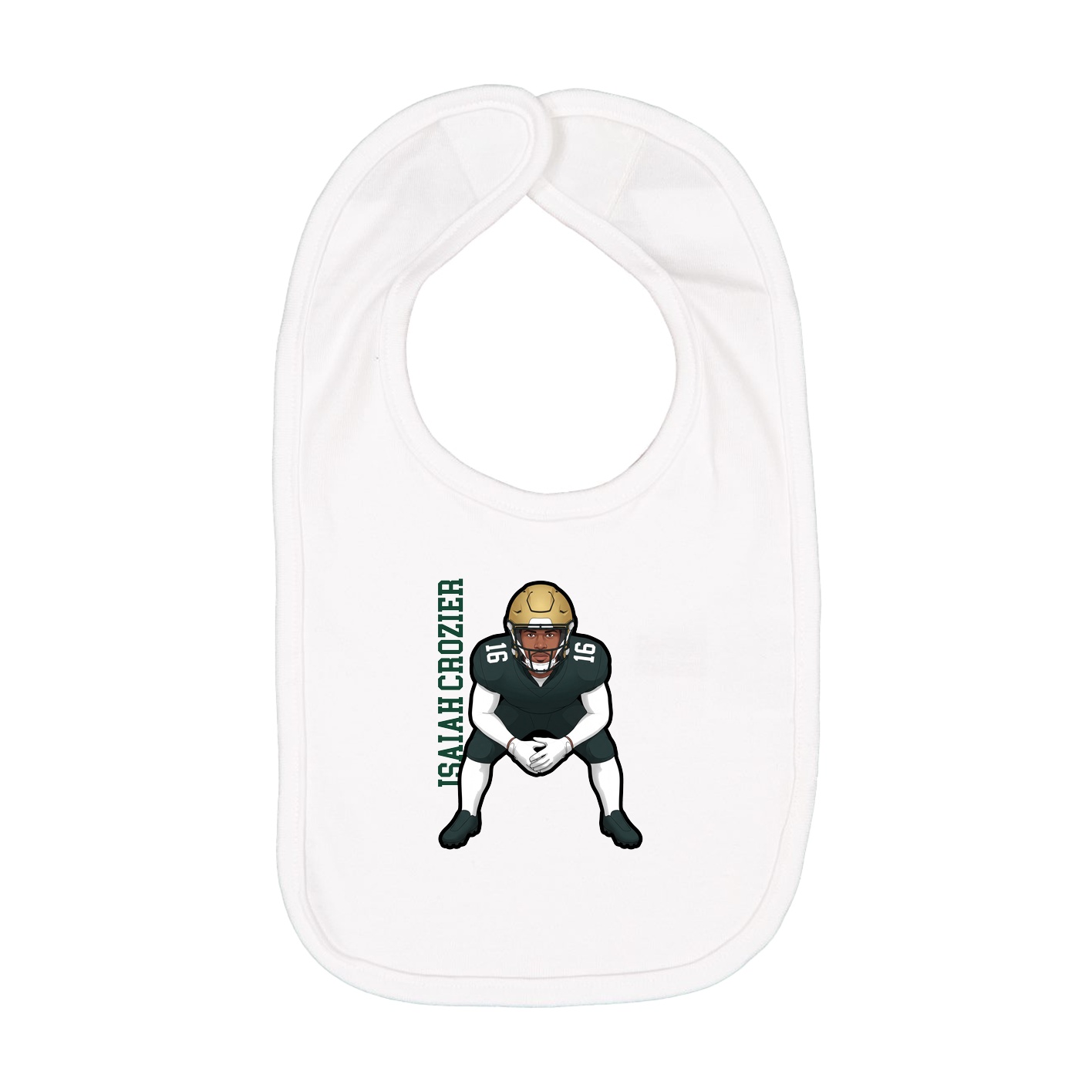 Infant Bib — Name Vertical in White