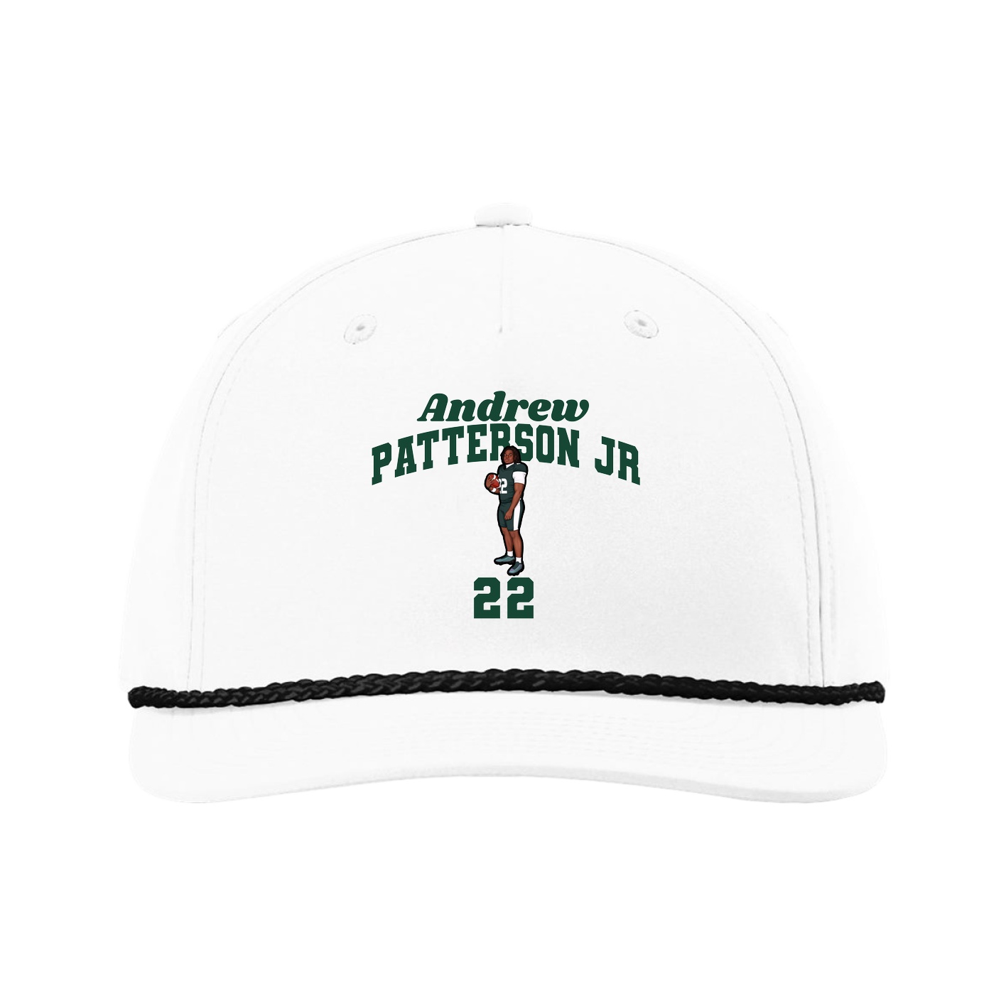 Five-Panel Classic Rope Cap — Signature Arch in White
