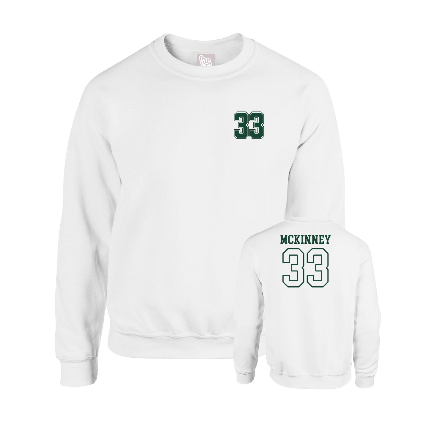 Fleece Crew — Chest Back in White