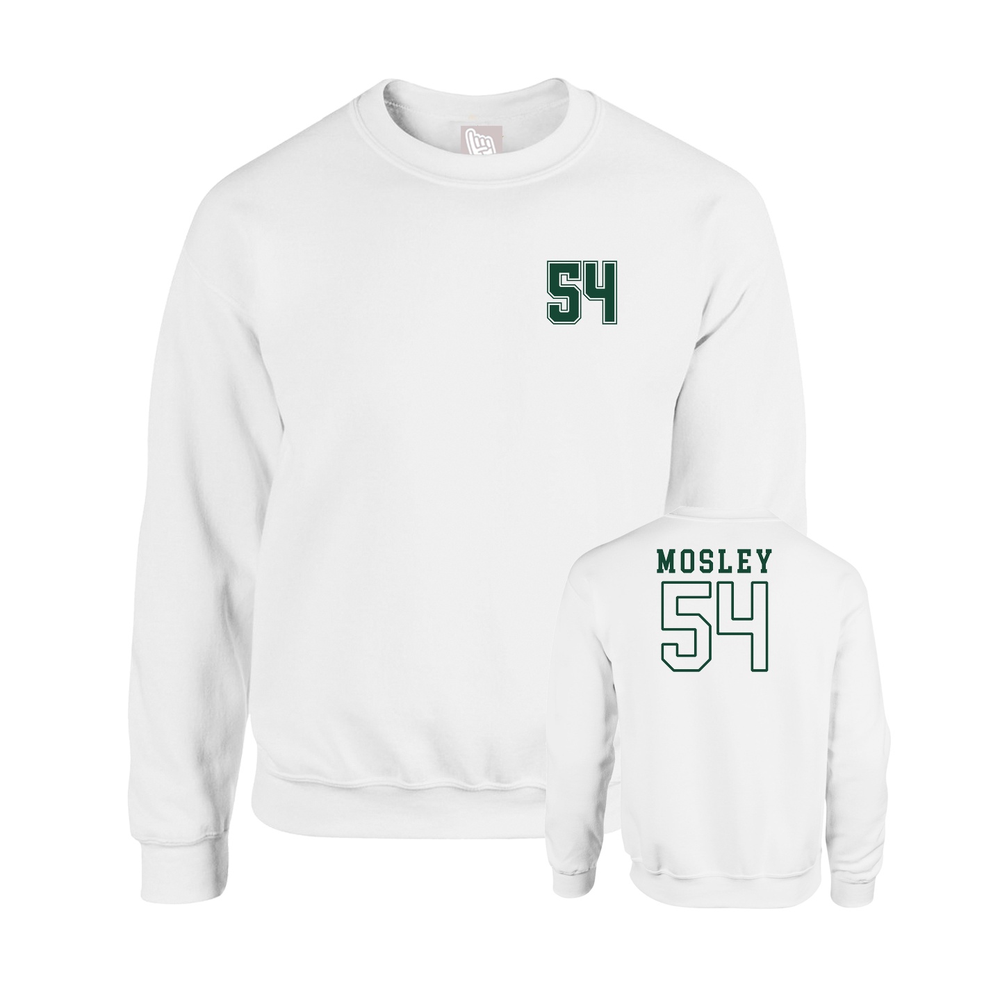 Fleece Crew — Chest Back in White