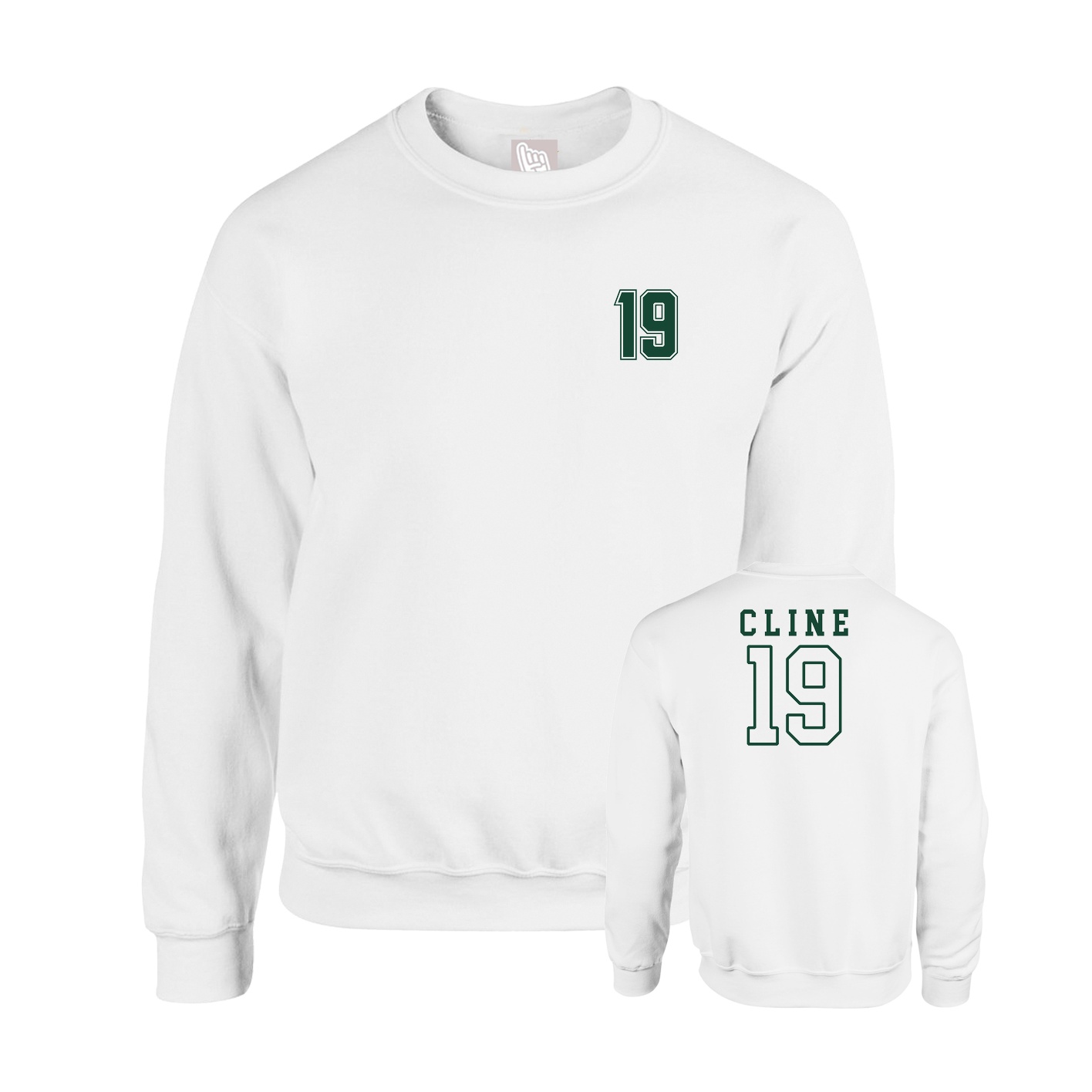 Fleece Crew — Chest Back in White