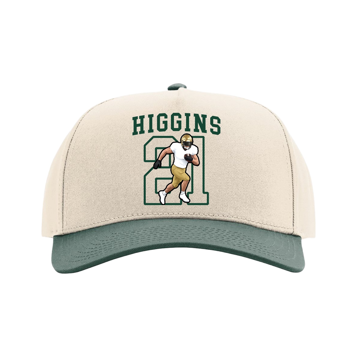 Full Fabric Five-Panel Champ Cap — Shirsey in Cream/Green