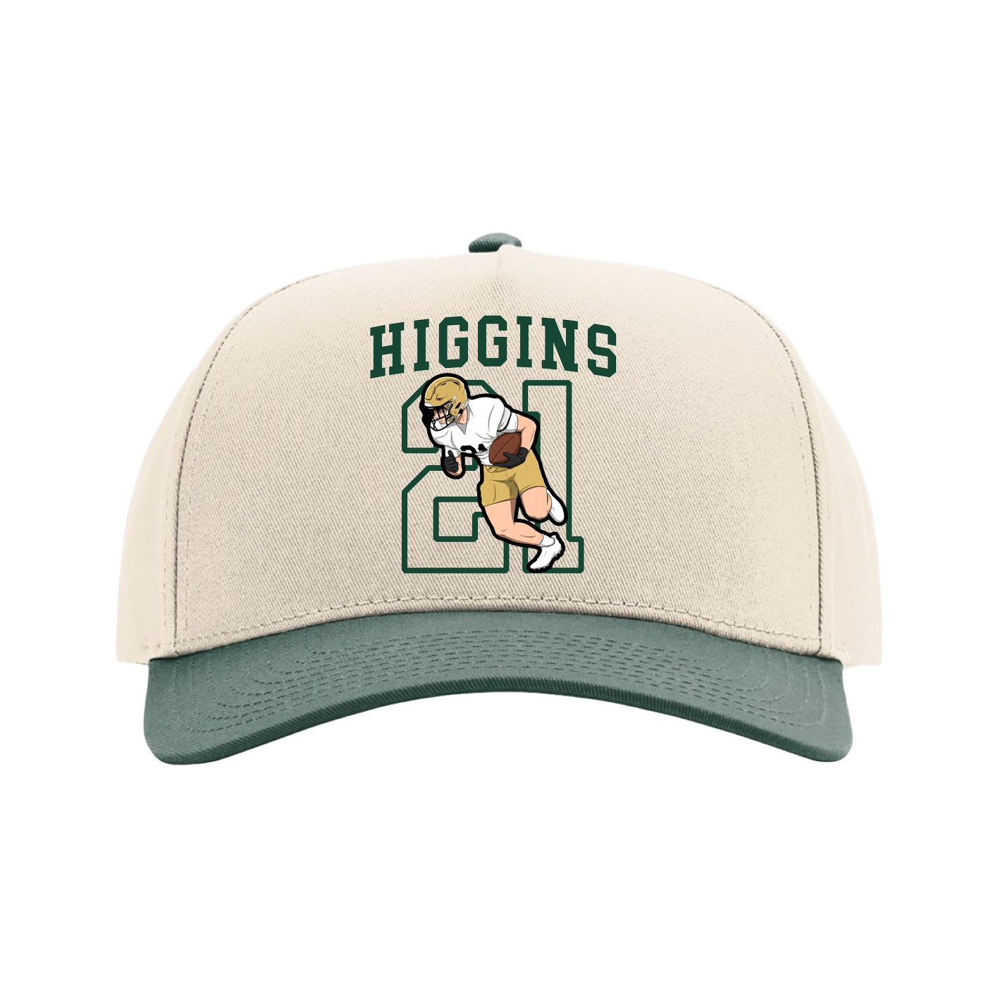 Full Fabric Five-Panel Champ Cap — Shirsey in Cream/Green