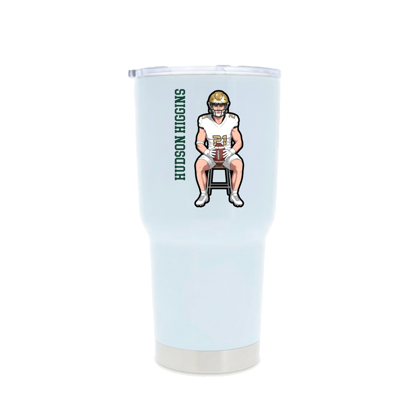 30oz Stainless Steel Tumbler — Name Vertical in White