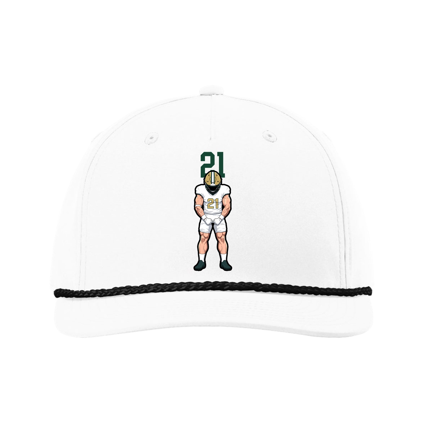 Five-Panel Classic Rope Cap — Number Top in White
