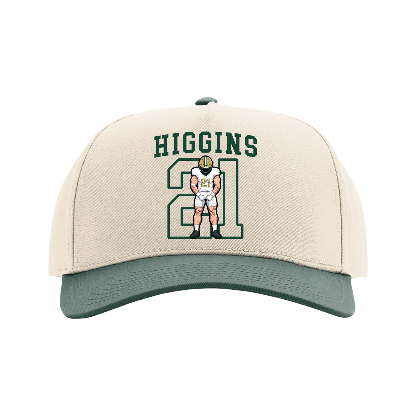 Full Fabric Five-Panel Champ Cap — Shirsey in Cream/Green