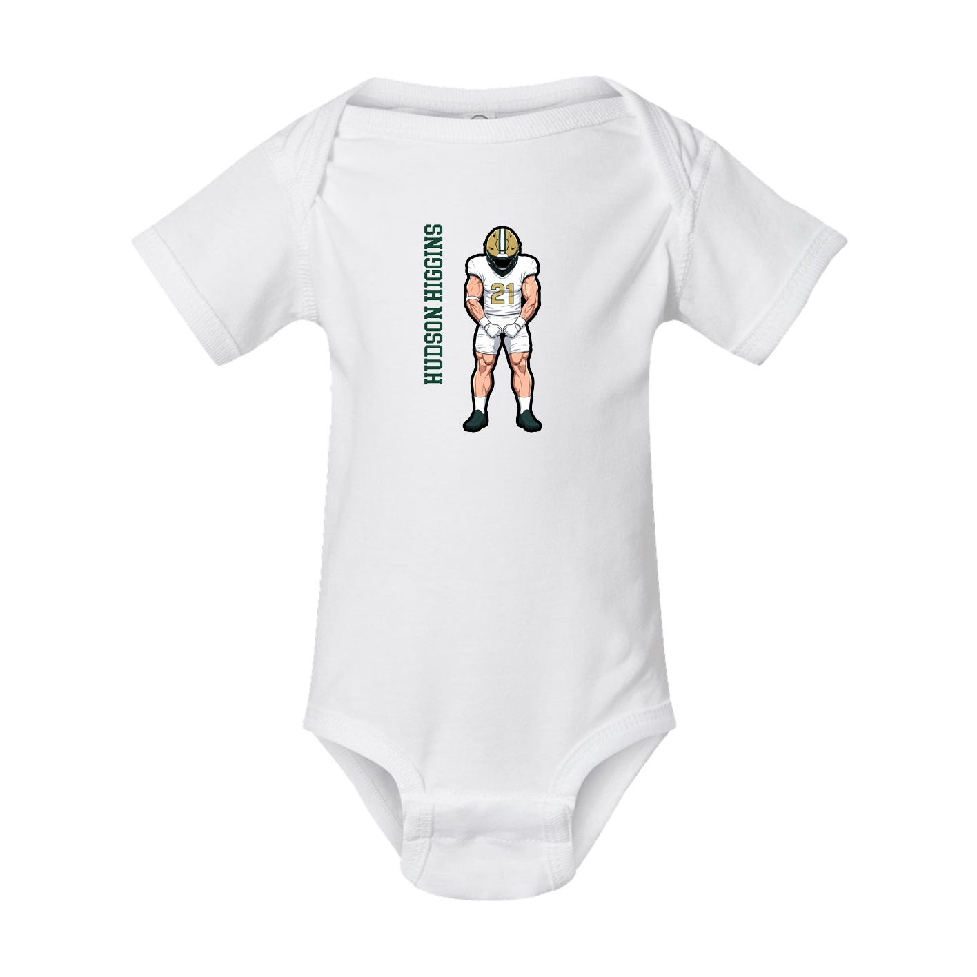 Baby Onesie — Name Vertical in White