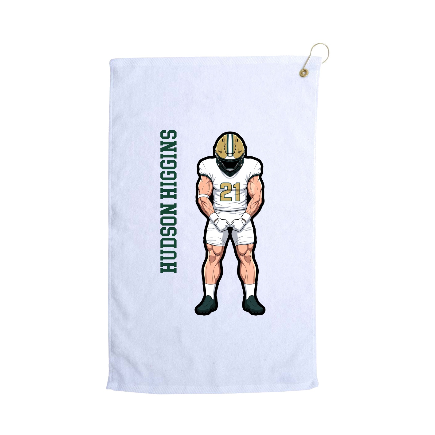 Golf Towel — Name Vertical in White