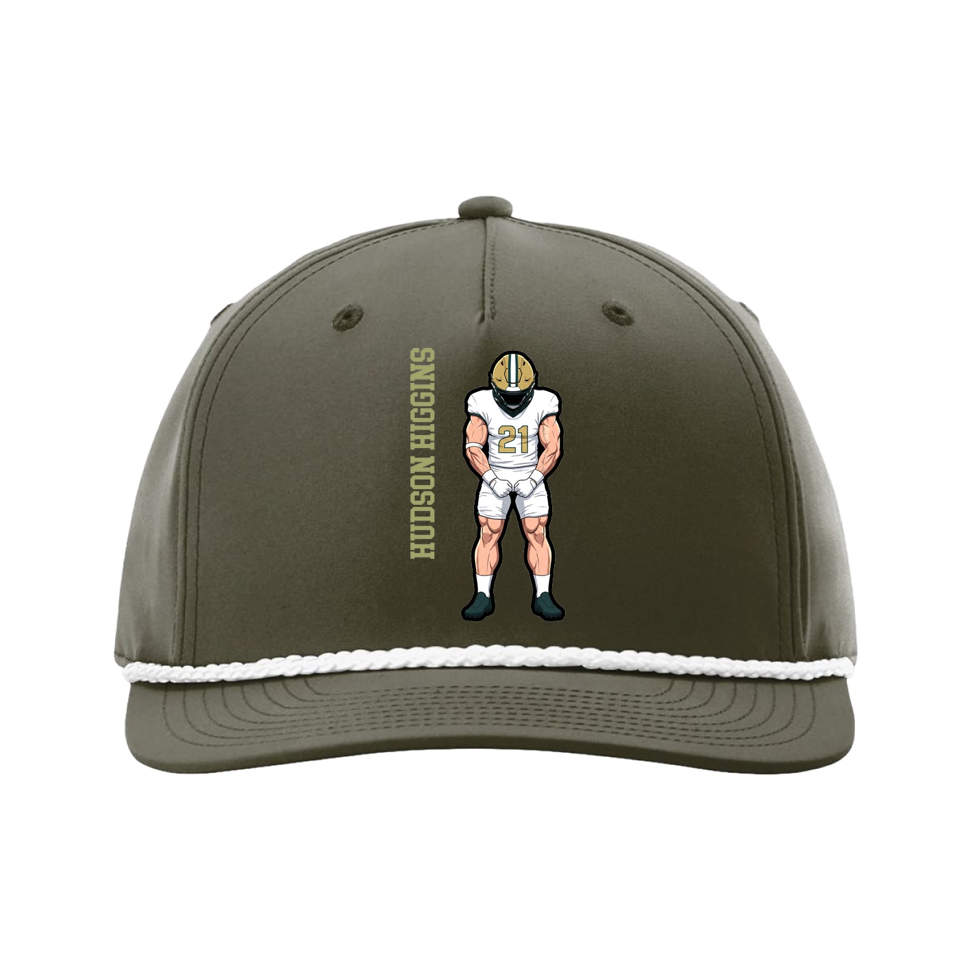 Five-Panel Classic Rope Cap — Name Vertical in Green