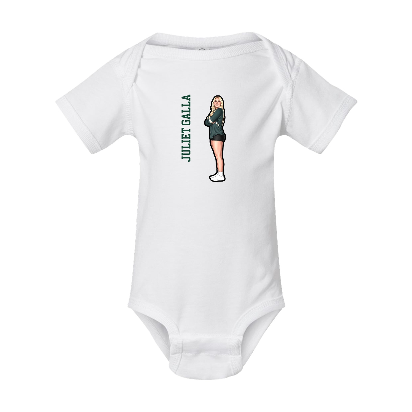Baby Onesie — Name Vertical in White