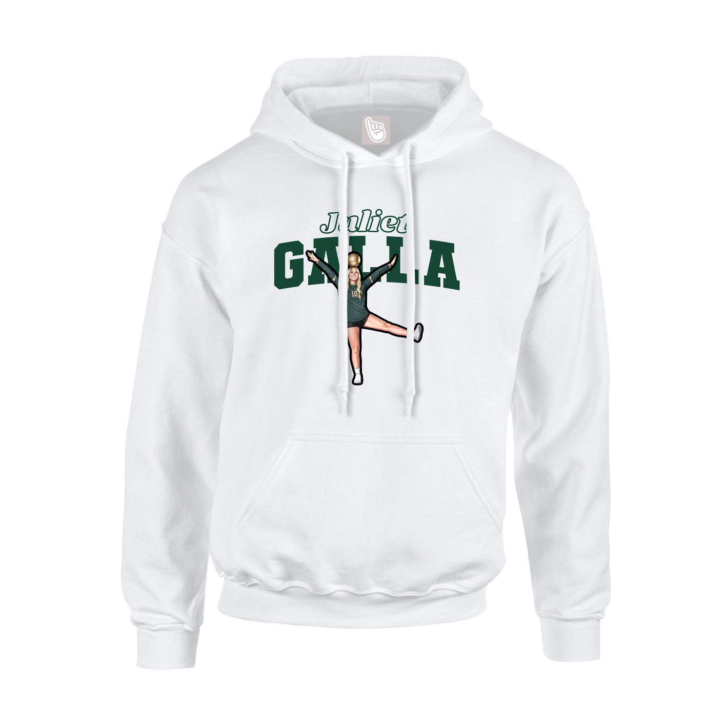 Youth Hoodie — Name Arch in White