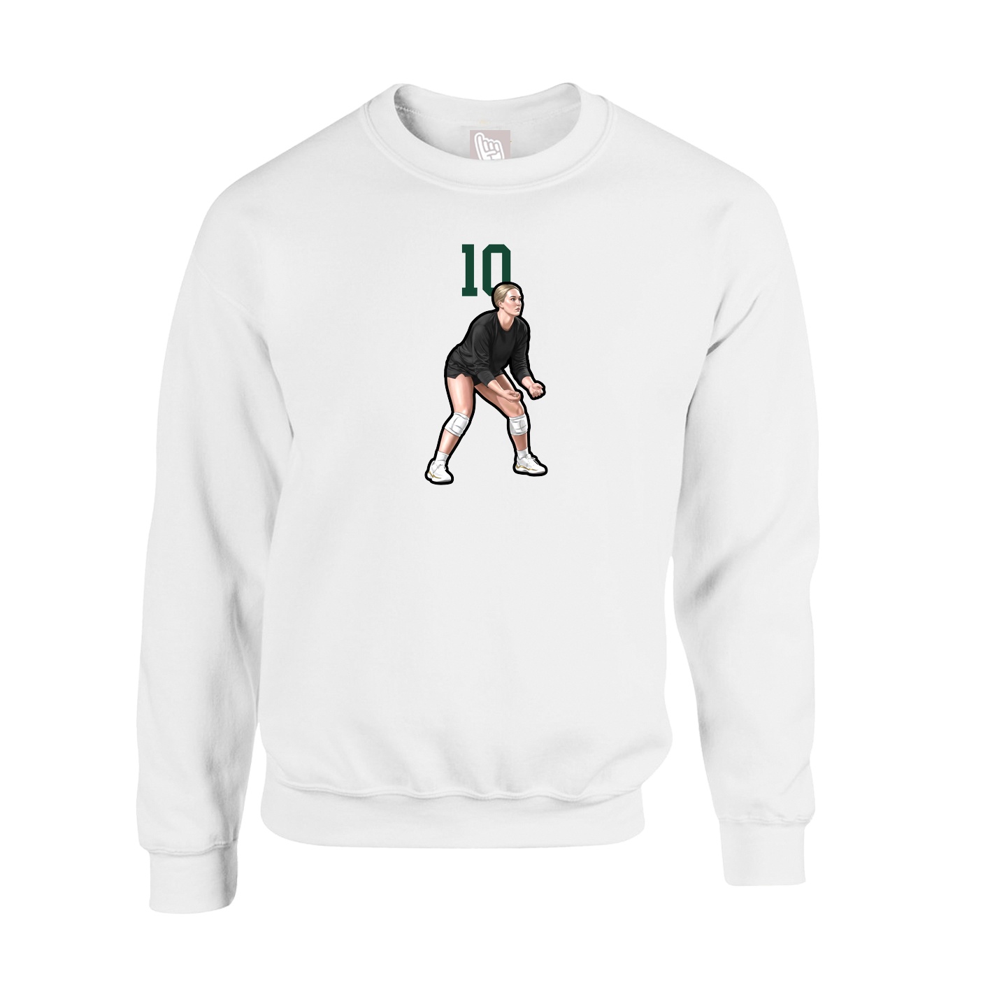 Fleece Crew — Number Top in White