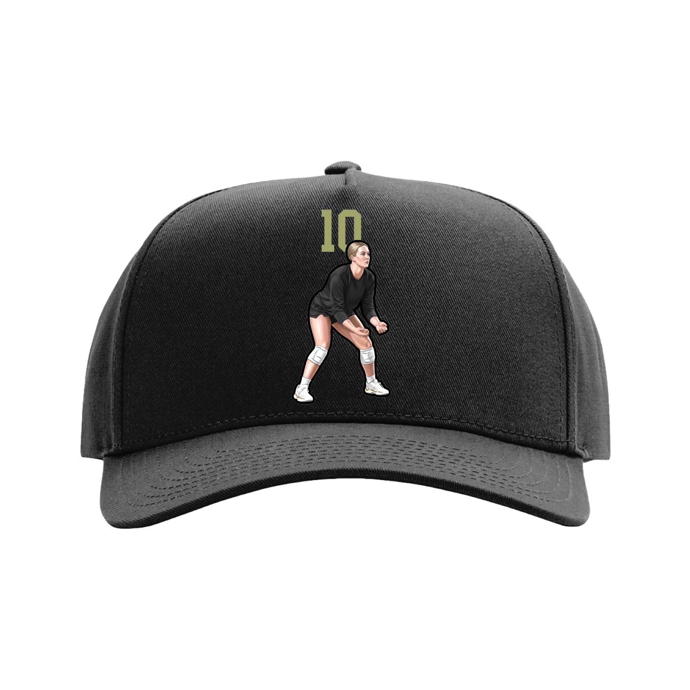 Full Fabric Five-Panel Champ Cap — Number Top in Black