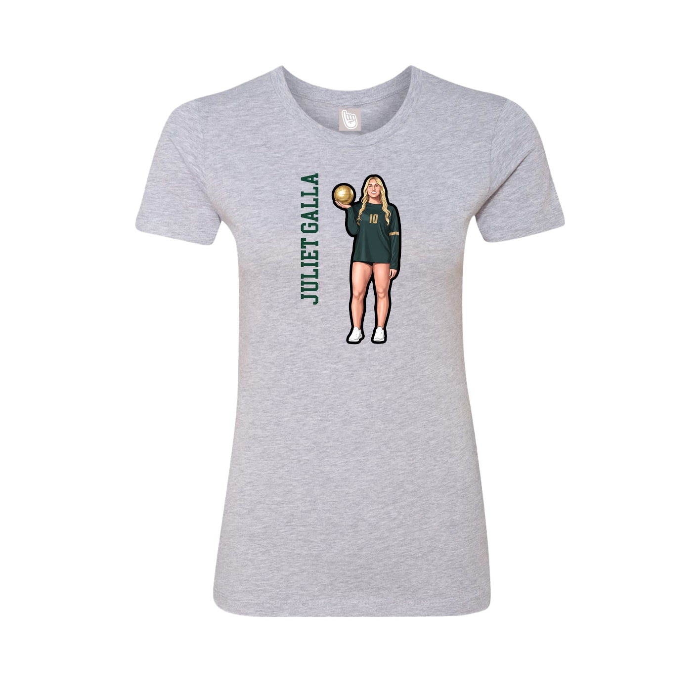 Fitted Women's Tee — Name Vertical in Grey