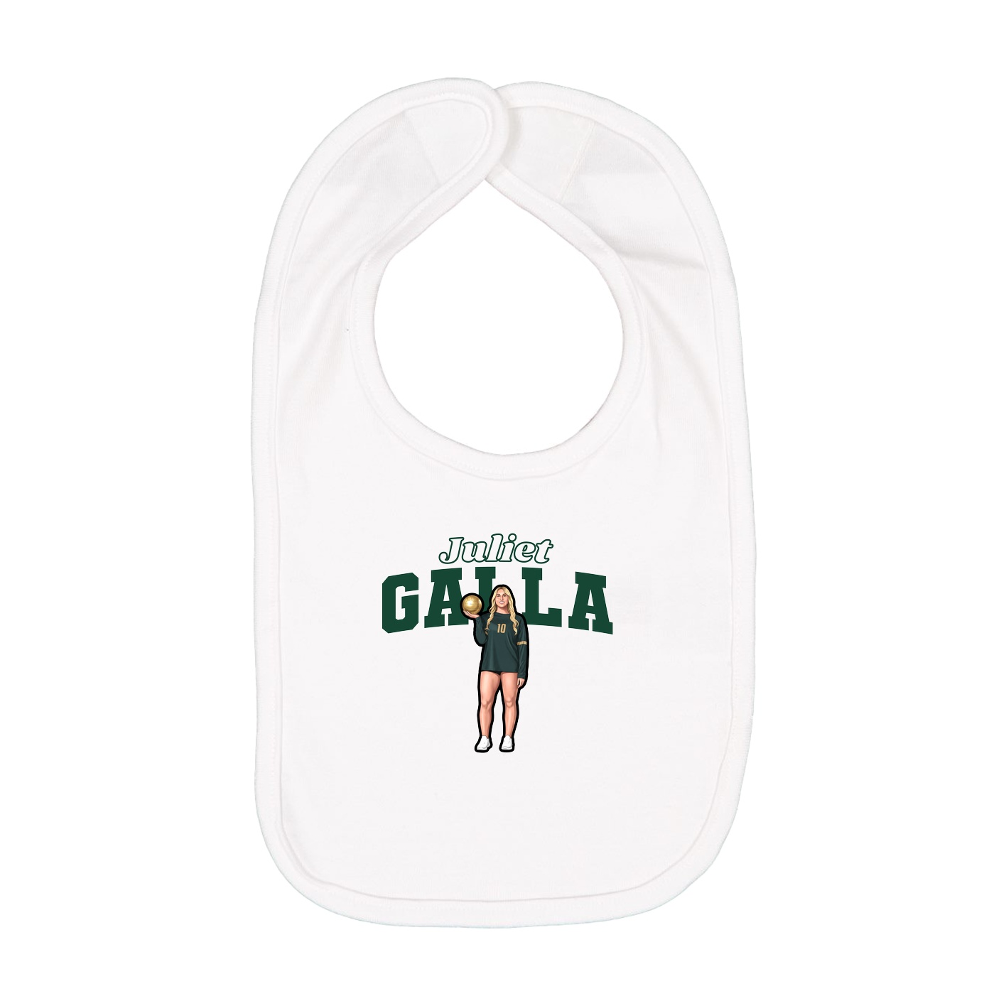 Infant Bib — Name Arch in White