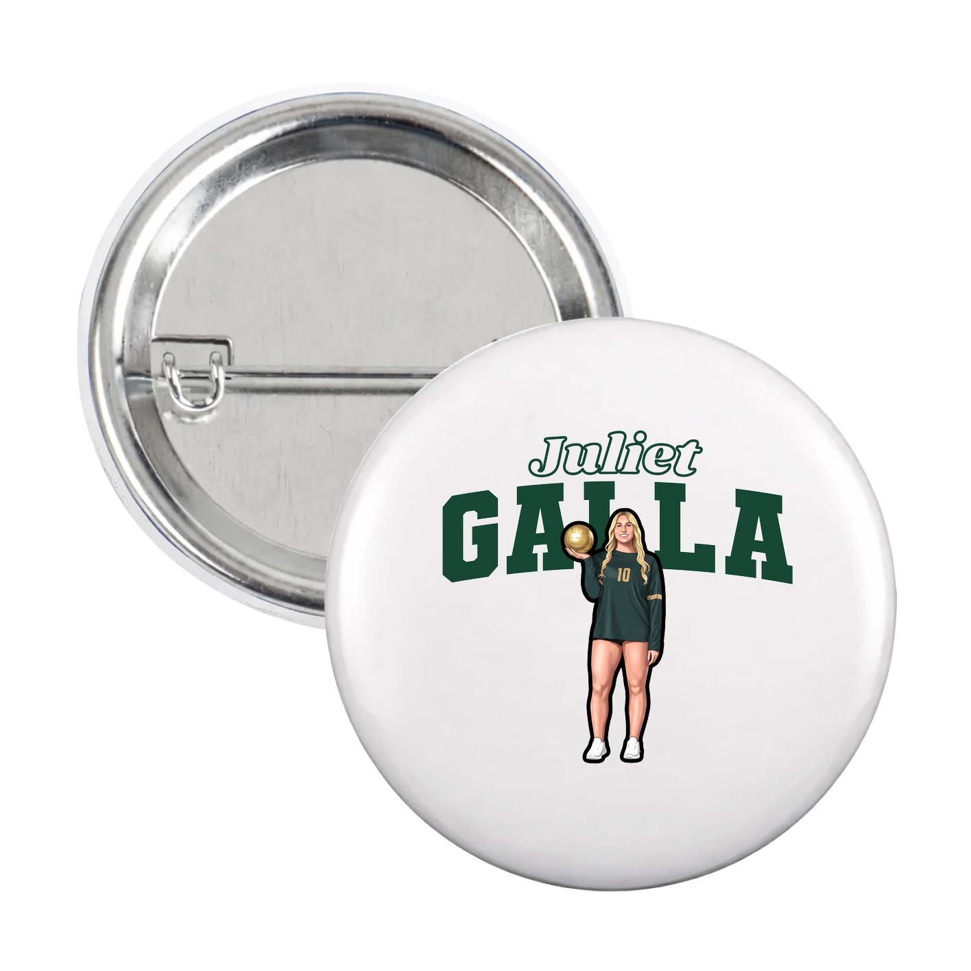 Game Day Button — Name Arch in White