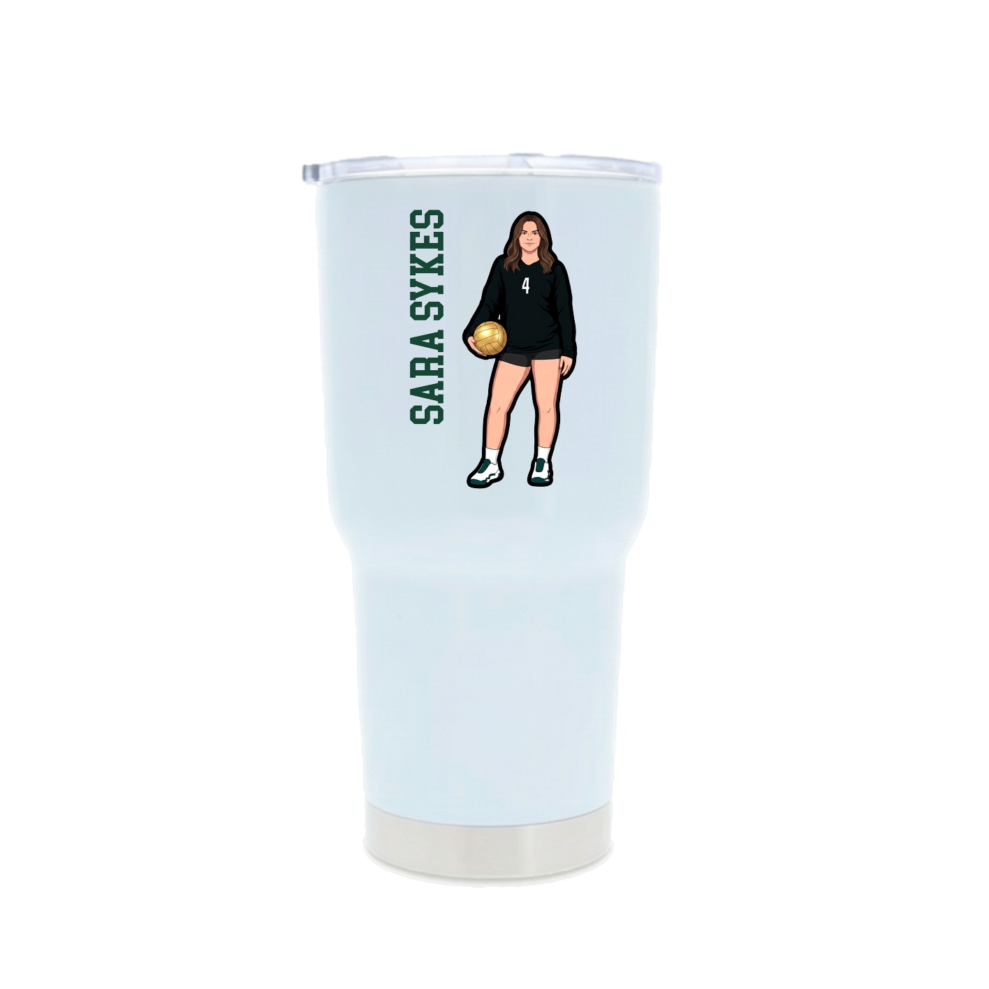 30oz Stainless Steel Tumbler — Name Vertical in White