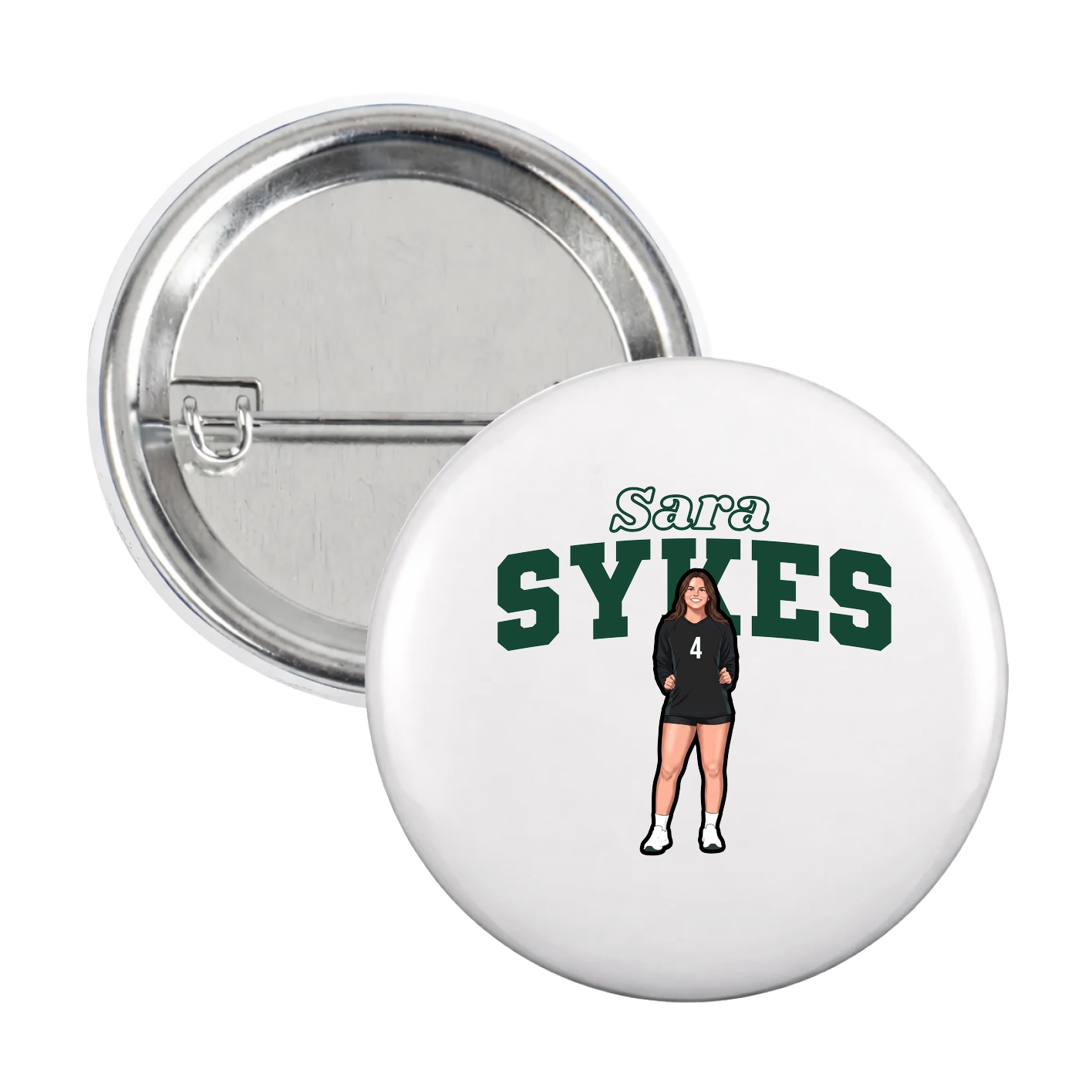 Game Day Button — Name Arch in White