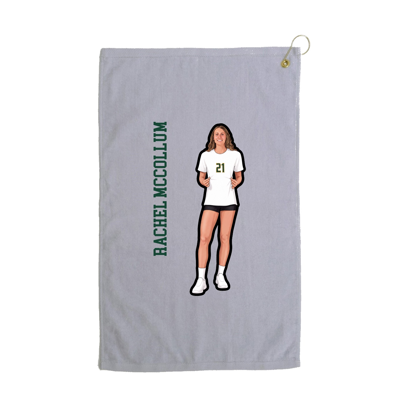 Golf Towel — Name Vertical in Grey