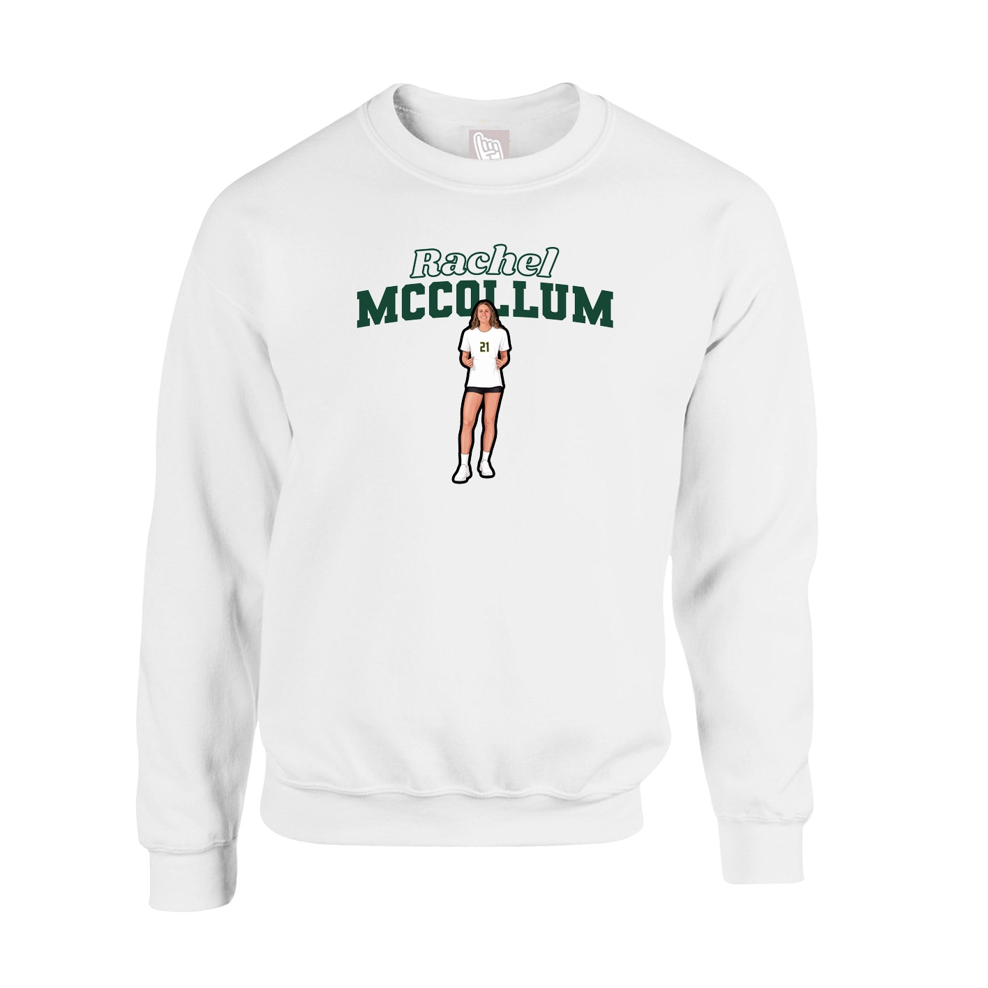 Fleece Crew — Name Arch in White