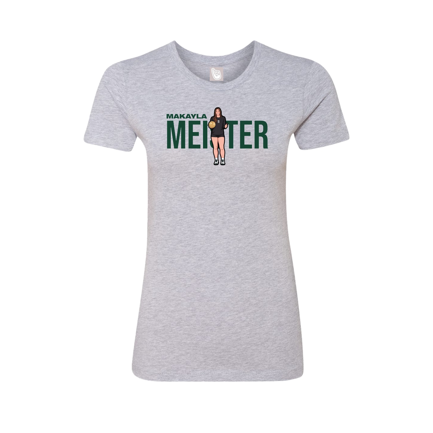 Fitted Women's Tee — Player Name in Grey