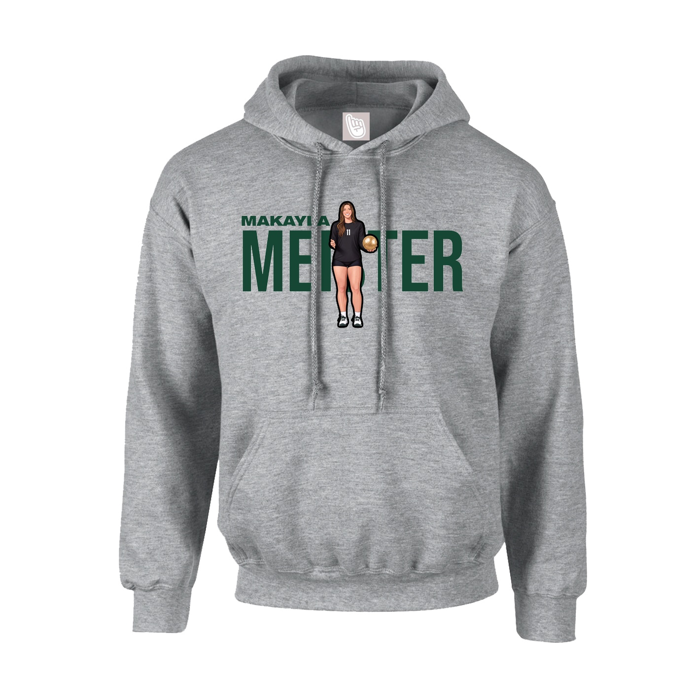 Youth Hoodie — Player Name in Grey