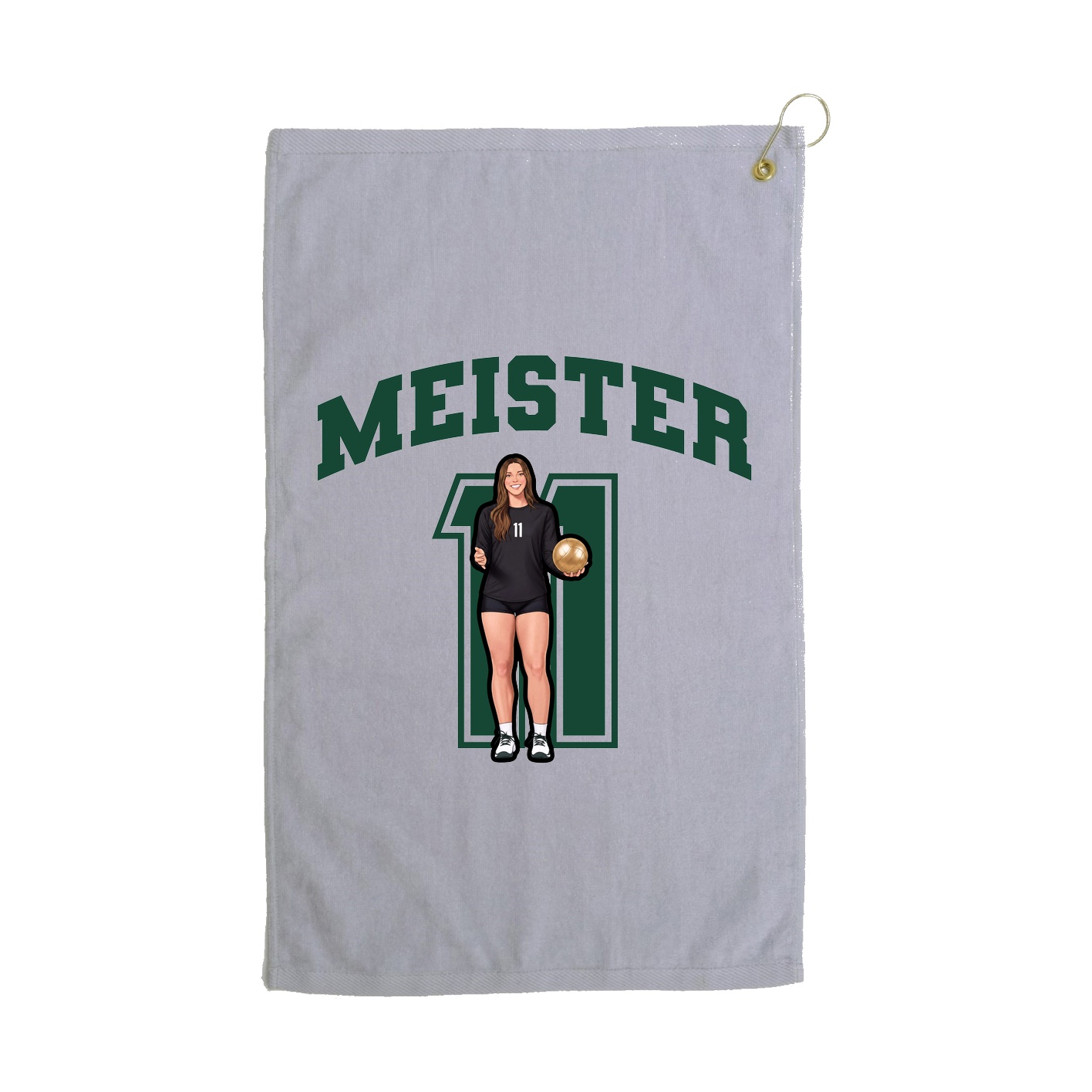 Golf Towel — Number in Grey